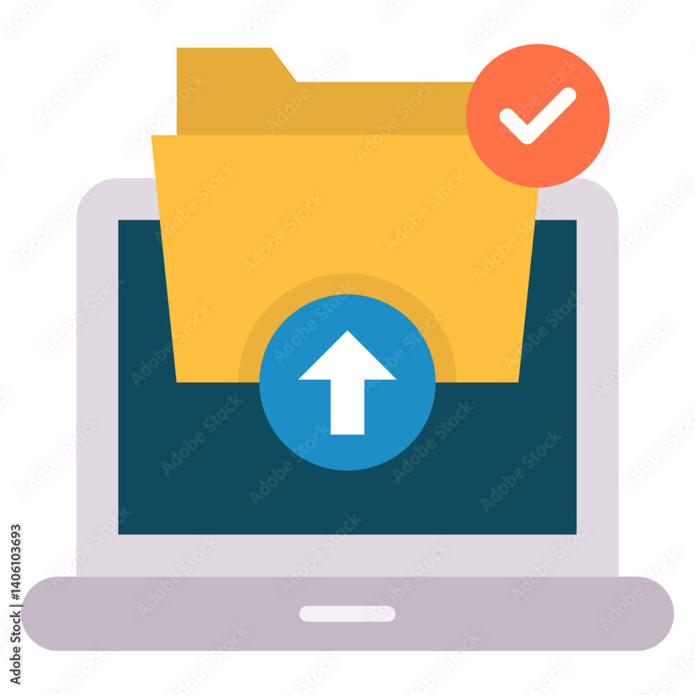 Poster laptop file upload confirmation success data transfer