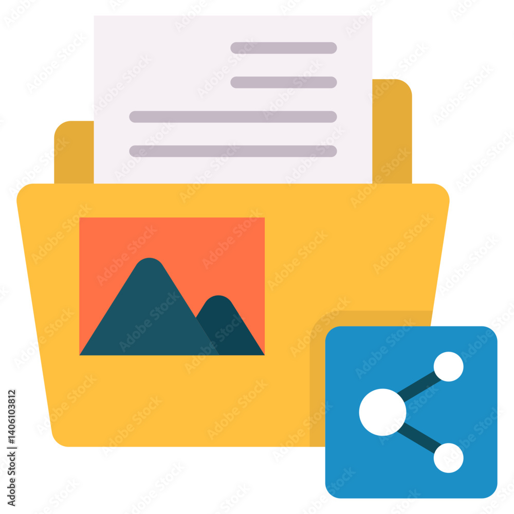 Poster digital folder sharing files documents data images online collaboration teamwork