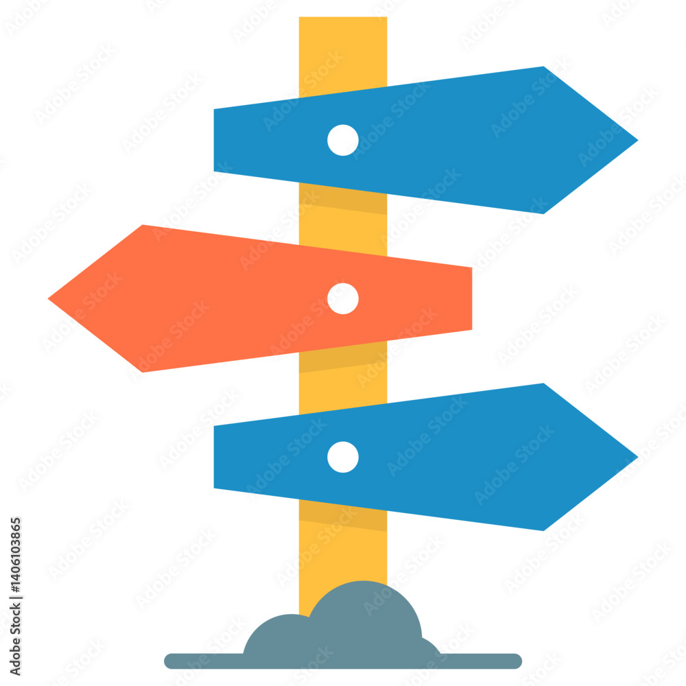 Poster three directional arrows signpost guiding choice decision crossroads navigation