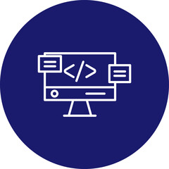Fototapeta premium Web Coding Vector Line Circle Icon Design