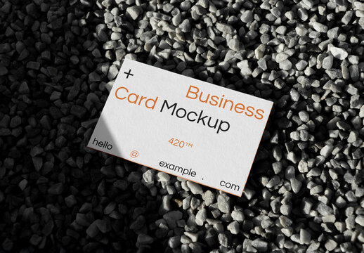 Business Card on Pebbles with Shadow Mockup