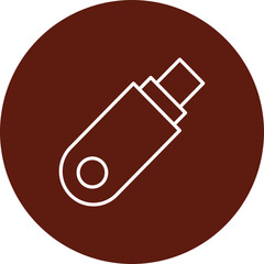 Flash Drive Vector Line Circle Icon Design