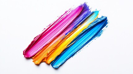 Smear and texture of lipstick or acrylic paint isolated on white background. Stroke of lipgloss or liquid nail polish swatch smudge sample. Element for beauty cosmetic design. Rainbow color