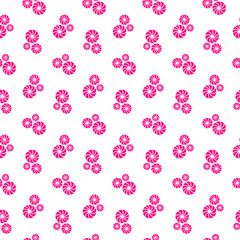 Twirl candy festive seamless pattern. Hand drawn cute wavy twirl candy isolated on white. Easter twirl candy for Valentine decorations and sweets. Colorful, striped lolly, swirl lollipop, sweetmeat.