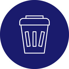 Trash Bin Vector Line Circle Icon Design