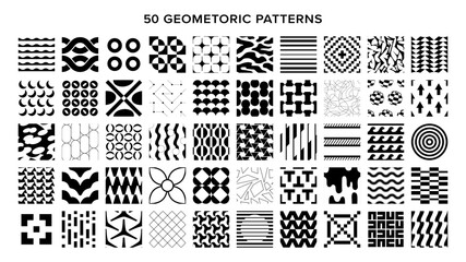 50種類の幾何学模様のシームレスパターン