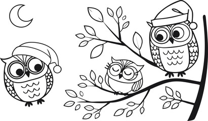 Fototapeta premium Cute Hand-Drawn Owl Vector Set – Line Art EPS Clipart Collection.eps