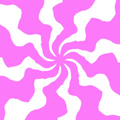 Hand drawn sweet candy concept. Vector abstract swirls and twirls background isolated on white background. Wavy spiral stripes in retro pop art style. Vortex pattern, optical illusion, chaos, caramel.