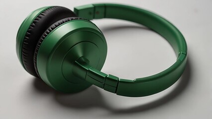 Green headphones on a white background