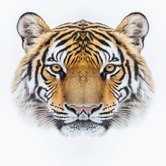 Fototapeta premium Bengal tiger symmetrical close-up and high-key lighting with copy space above