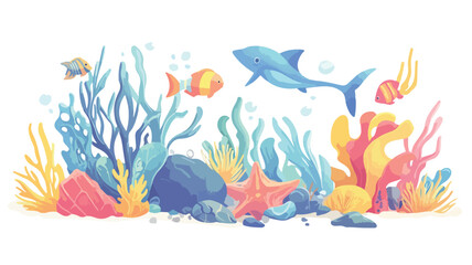 Ocean Plastic Pollution Vector Illustration