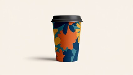 Colorful Abstract Floral Design on Coffee Cup
