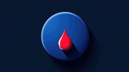 Close-up of a red blood drop on blue background representing diabetes awareness and symbolism in healthcare concept