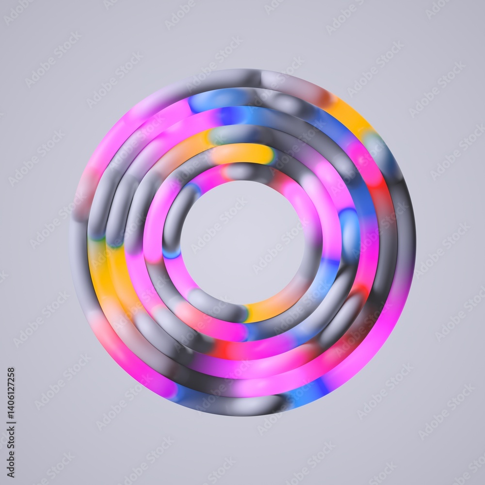 Aufkleber abstract round shape made of multicolored tubes, isolated on white background. simple geometric obje