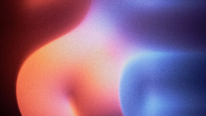 vibrant abstract background featuring a blend of red, orange, and blue hues with a soft gradient effect. Grainy film effect with noise. Mystical ambient wallpaper