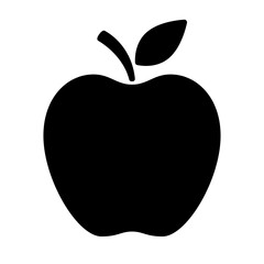 Apple icon. Black silhouette apple isolated on white background. Shape fruit. Symbol of health nutrition. Outline pictogram. Simple object. Nutritious sweet taste. Logo for diet. Vector illustration
