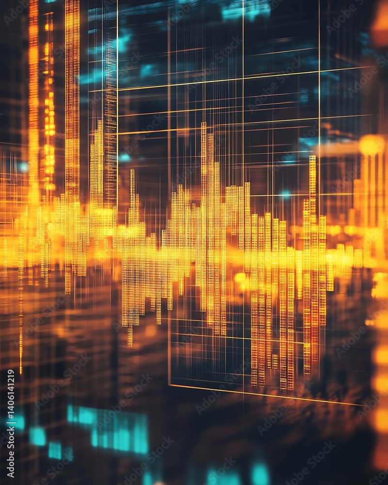 Aufkleber Bright and Colorful Display of Financial Data Waves Representing Market Trends and Analysis : Generative AI