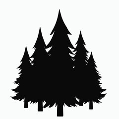 Obraz premium Four Pine Trees Silhouette