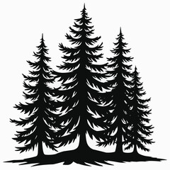 Obraz premium Four Pine Trees Silhouette