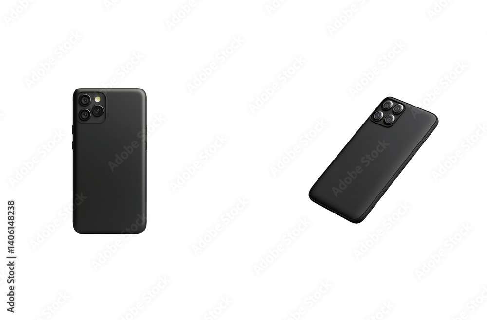 Poster sleek smartphone design showcasing modern technology and triple camera system from four angles 3d