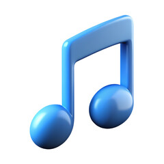 3d Rendering Light blue Music Note isolated on white background