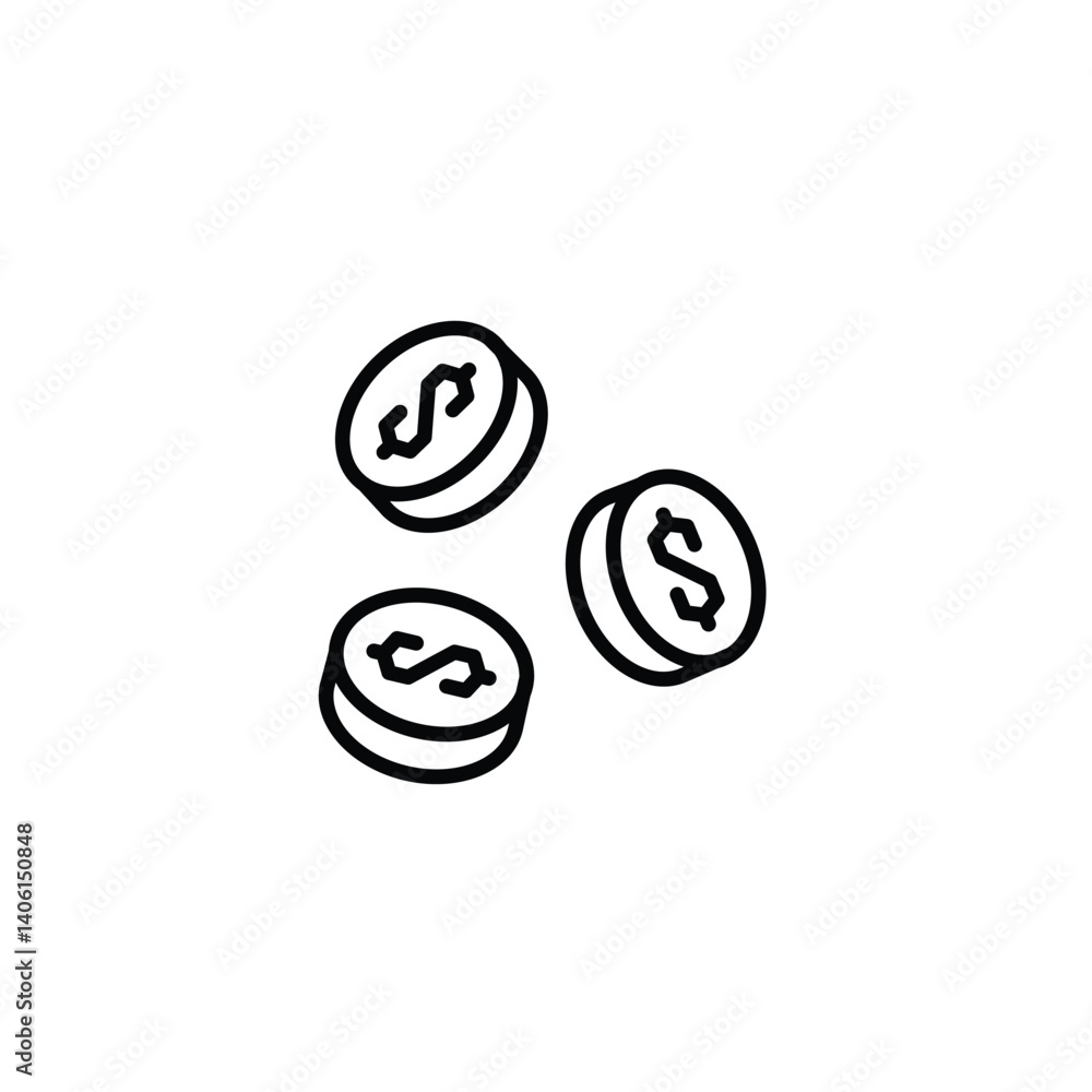 Poster coins outline icon vector design good for web or mobile app