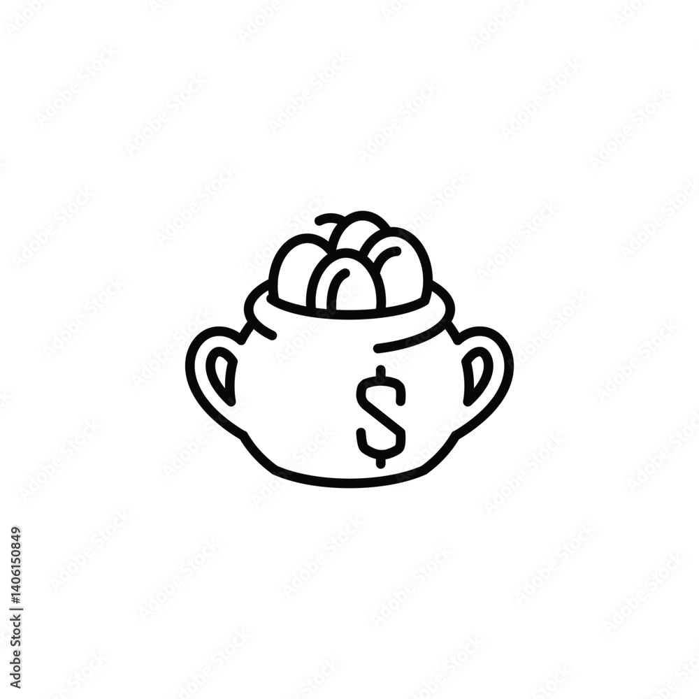 Poster jar full of coins outline icon vector design good for web or mobile app