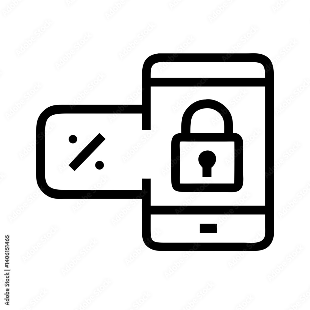 Aufkleber two-factor authentication icon depicting a smartphone with a padlock in a minimalist style on a whit