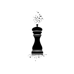 Fototapeta premium Minimalist black silhouette of a pepper grinder with ground pepper icon