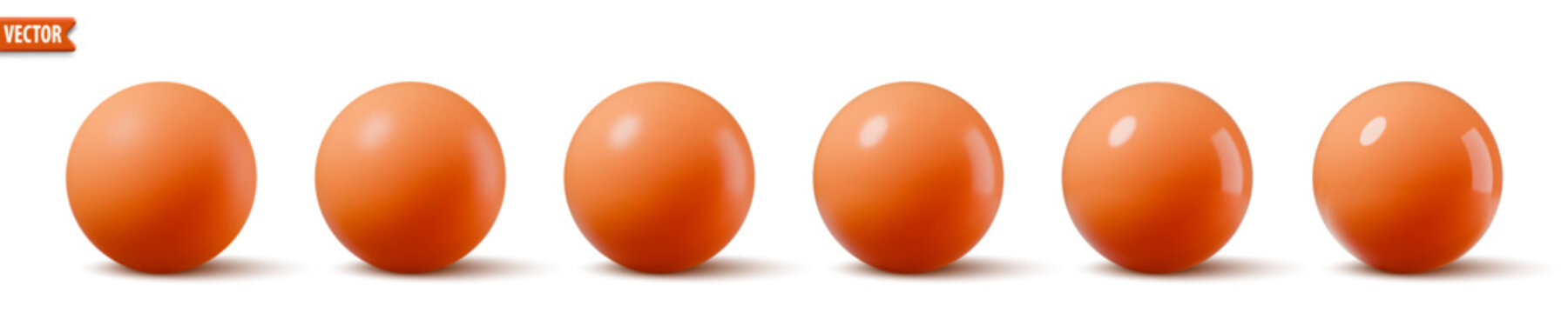 Glossy red spheres. 3D model bubble collection realistic orange balls with smooth surfaces and shadows. Ideal for backgrounds mockup object modern design. Vector illustration shiny plastic globe set