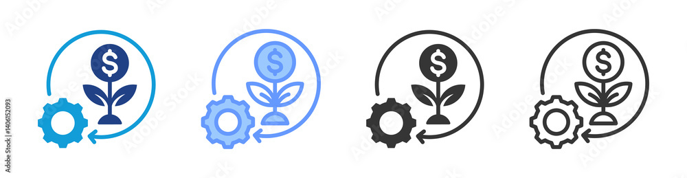 Poster Investment icon set multiple style collection