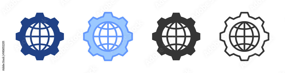 Aufkleber globalization icon set multiple style collection