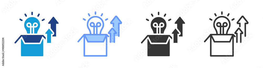 Aufkleber product development icon set multiple style collection
