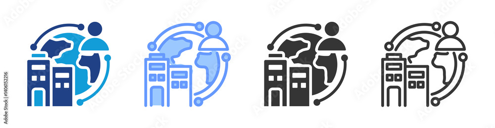 Poster Outsourcing icon set multiple style collection