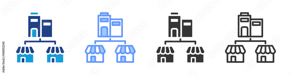 Poster franchise icon set multiple style collection