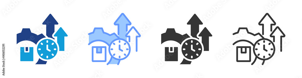 Poster productivity icon set multiple style collection
