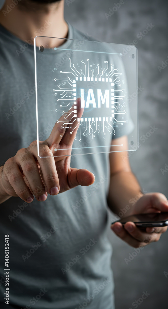 Poster iam tech: identity access management, ai, & cloud security on transparent display - innovation in cy