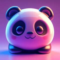 Fototapeta premium Cute, cartoon panda character in vibrant lighting.