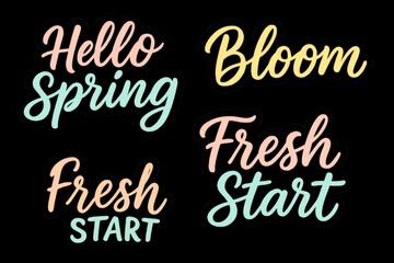 Handwritten Lettering Stickers for Spring Fresh Start  