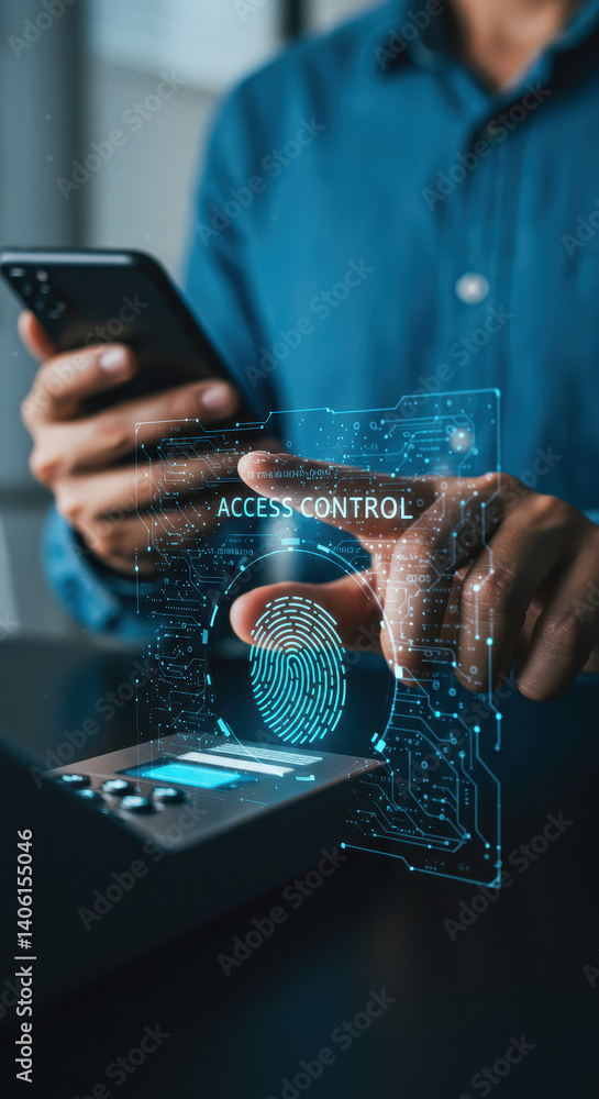 Poster secure access: fingerprint biometrics & data protection - unlock with confidence, protect your digit