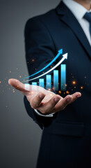 Growth in Hand: Visualize Success with a Powerful Bar Chart! Business, Finance & Investment Concept.