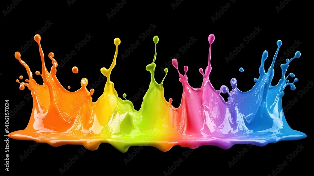 Poster colorful paint splashes create a vibrant visual display.