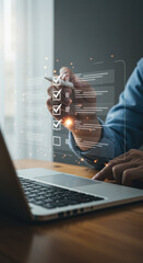 Digital Checklist: Streamline Tasks, Boost Productivity on Laptop. Check off boxes, control list, manage project, increase efficiency today!