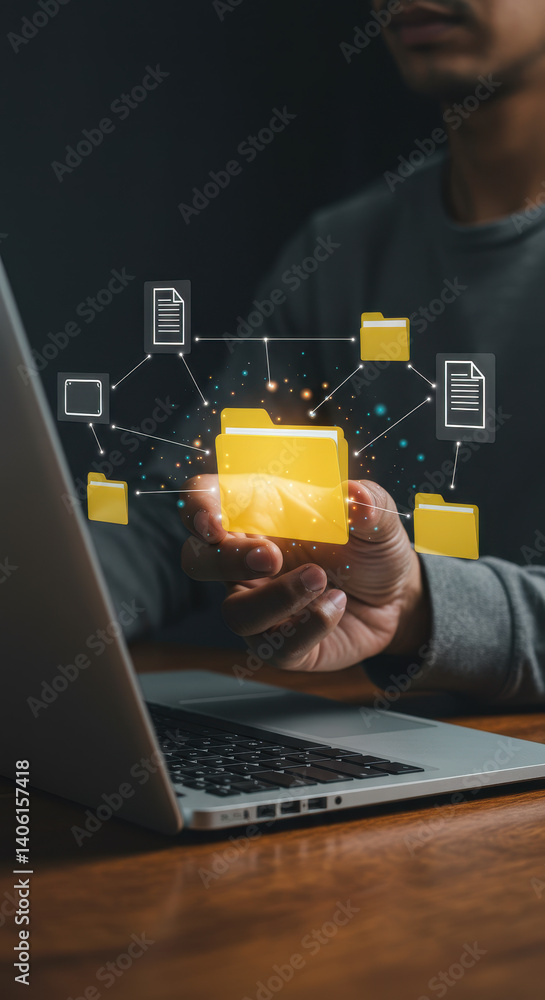 Poster data management: seamless file sharing & organization. enhance productivity with digital documents &