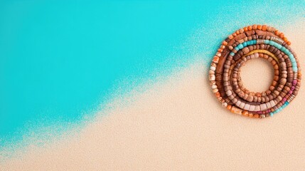 Naklejka premium Beaded strands circular array earthy tones gradient background texture