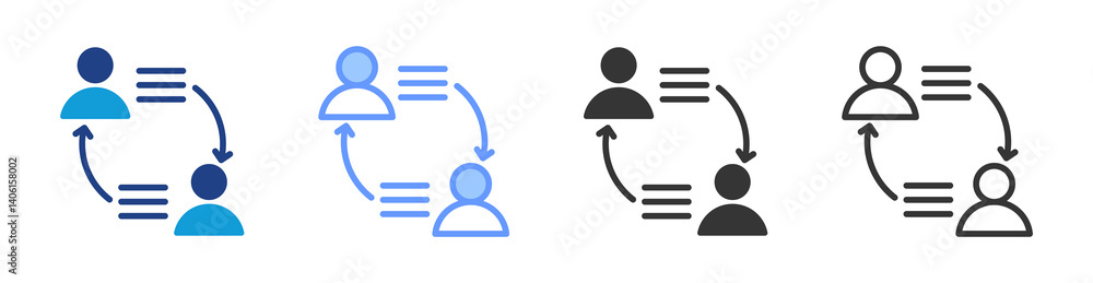 Poster communication icon set multiple style collection