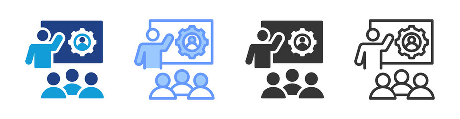 Training icon set multiple style collection