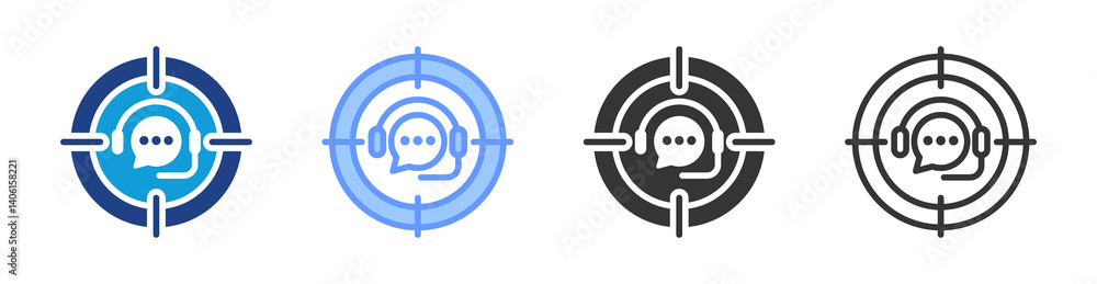 Poster Call Center icon set multiple style collection