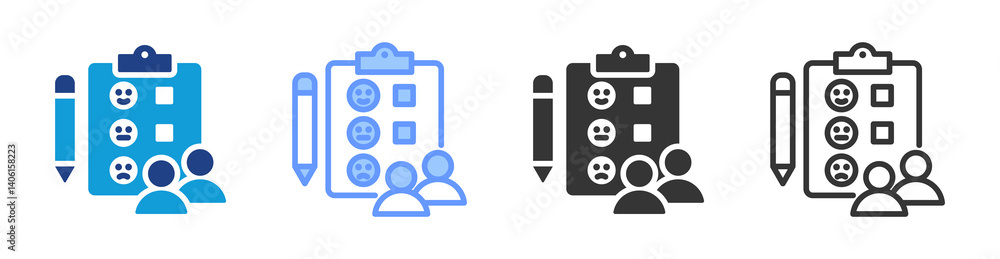 Aufkleber satisfaction survey icon set multiple style collection