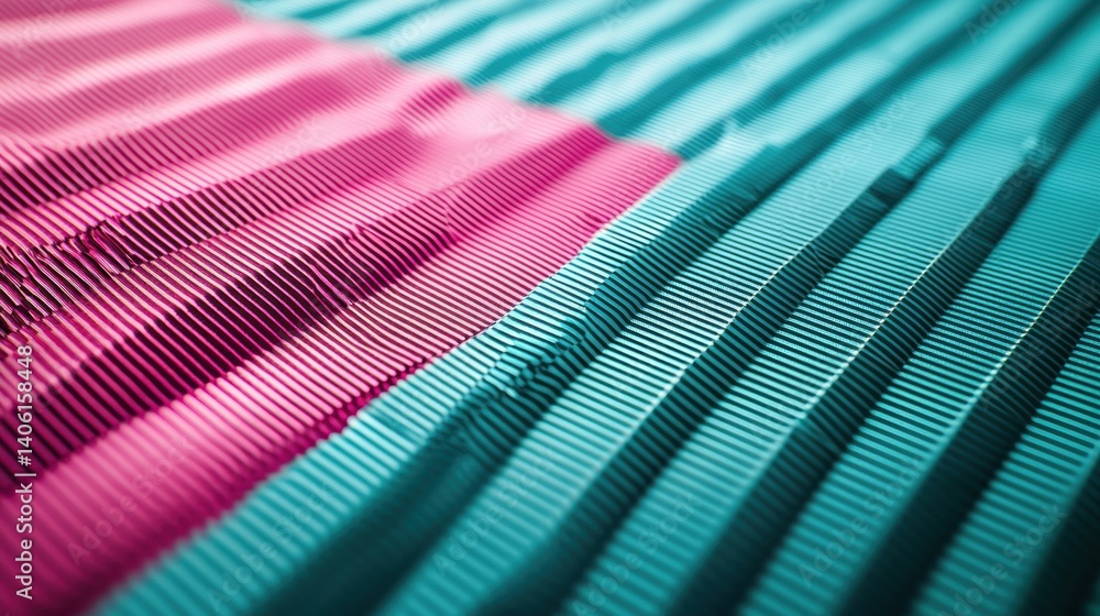 Poster abstract pattern with lines in pink and teal colors.